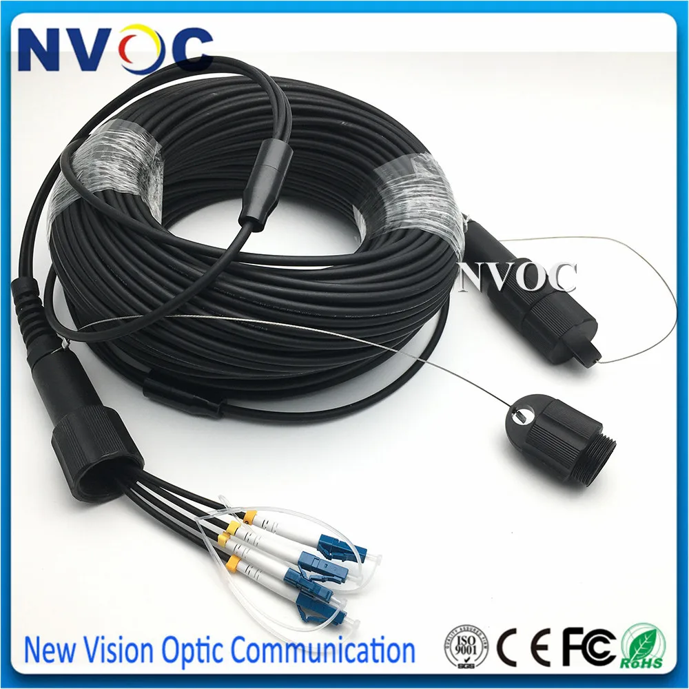 4Core 150M Singlemode Multimode G657A OM1 OM2 OM3-150 OM3-300 4F PDLC/SC/FC to Armored Black Cable Fiber Optic Patch Cord