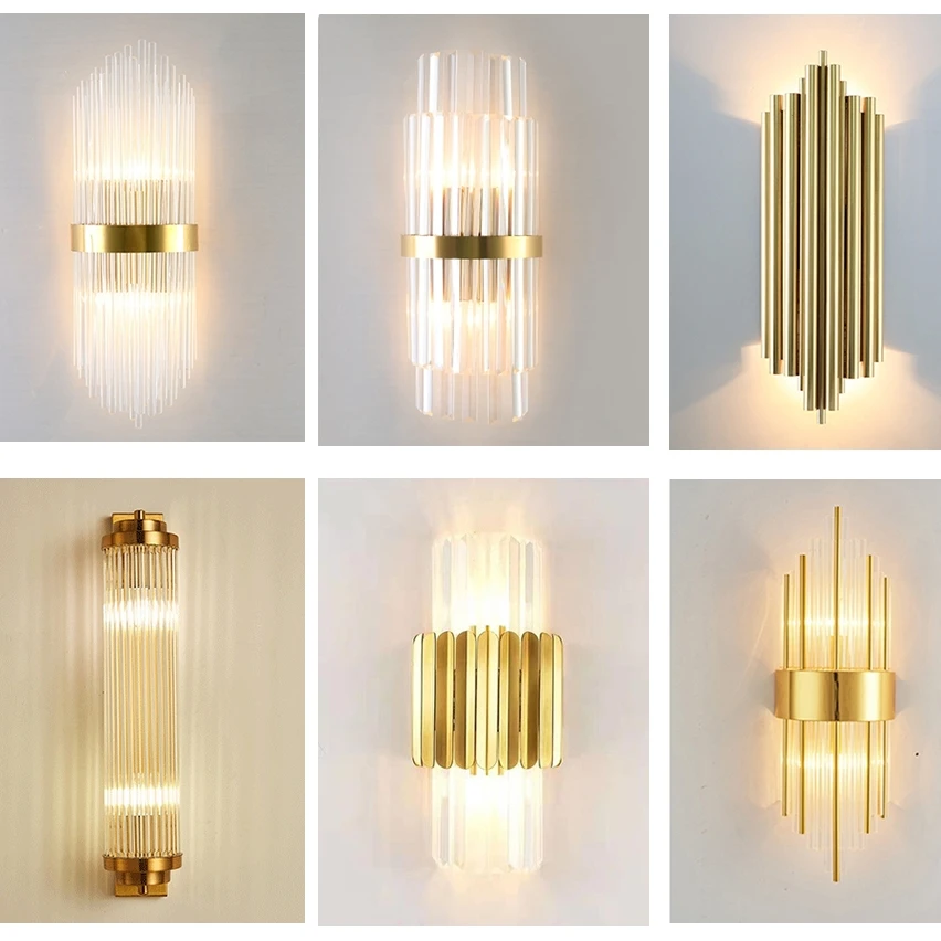 

Modern Gold LED Wall Lamp Luxury Crystal Lustre Wall Sconce Indoor Lighting for Kitchen Living Room Bedroom Dining Room Corridor