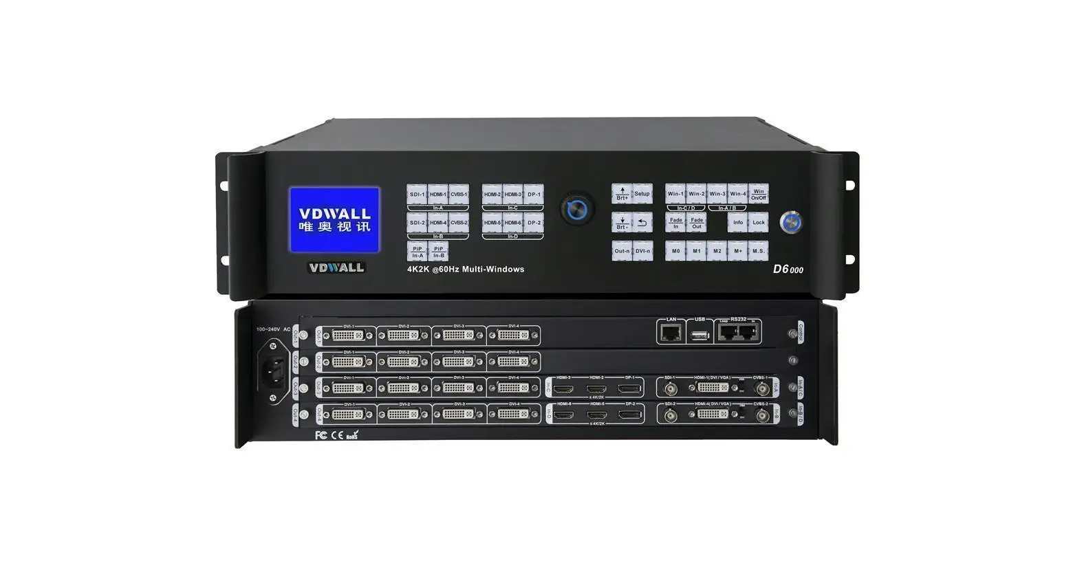 VDWALL D6000 LED Processor 4K 16 outputs price is full option output DVI*8