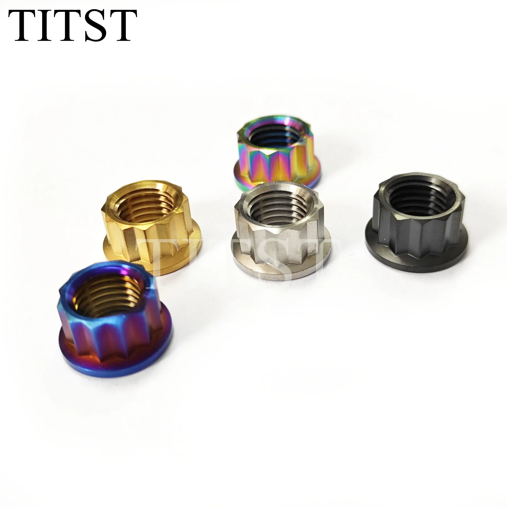 TITST M5 M6 M8 M10 Titanium Flange Nut  12 Point Titanium Nuts（ One Lot = 100pcs )