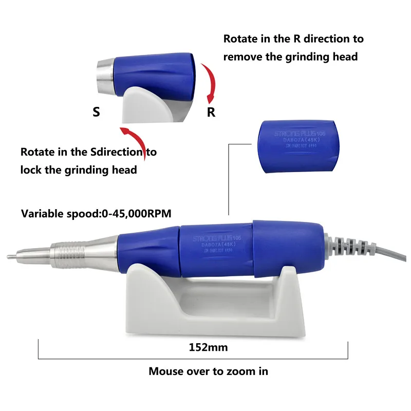 STlearG-Perceuse à Ongles Pliable, Machine de Manucure et Pédicure, Embouts de Lime Électrique, Importation Printemps 2021, Pièce à Main L, 65W, 210 tr/min, 40000, Nouvelle Arrivée, 50000