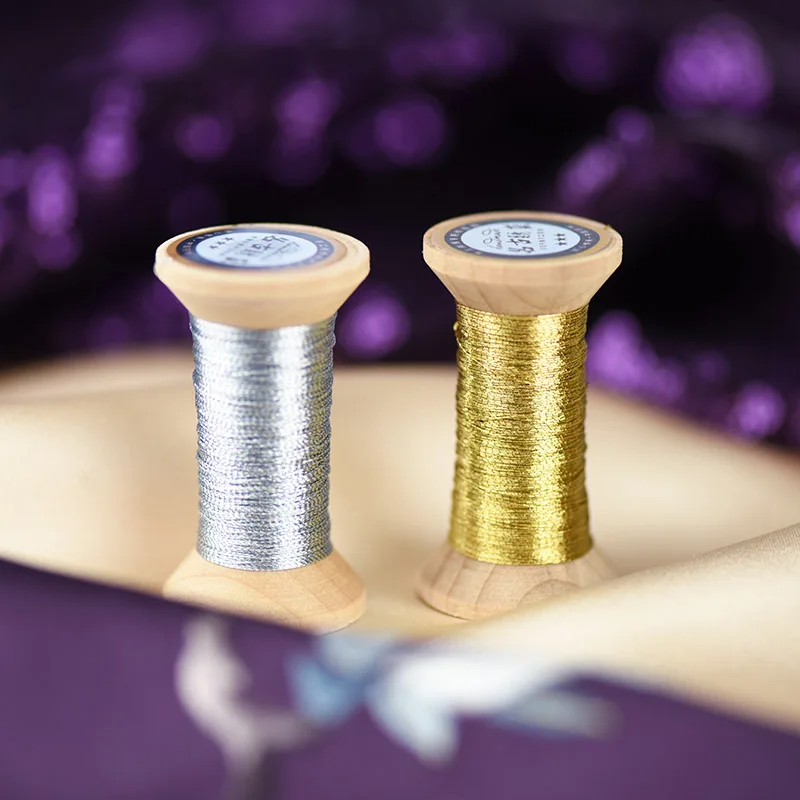 Amber gold series of Gold thread/French embroidery thread/embroidery spool/colorful gold embroidery thread /50 meters/roll