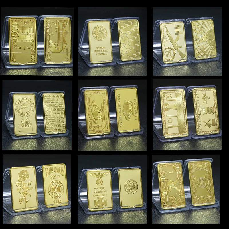 Various From The United States Switzerland Germany Europe 1 Oz Gold Bar Bullion Gold Plated Crafts Collection Gift