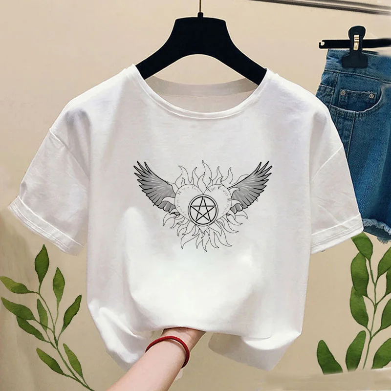 Supernatural Winchester Bros T Shirt Women summer streetwear T-Shirts top Hip Hop women's T-Shirts Casual O-neck ladies T-shirt