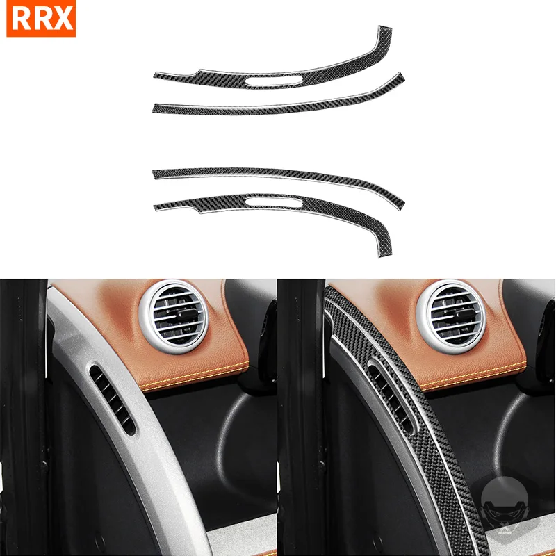 For Benz Smart Fortwo 451 Coupe Cabrio 2011-2015 Real Carbon Fiber Sticker AC Air Outlet Panel Car inside decorative Accessories