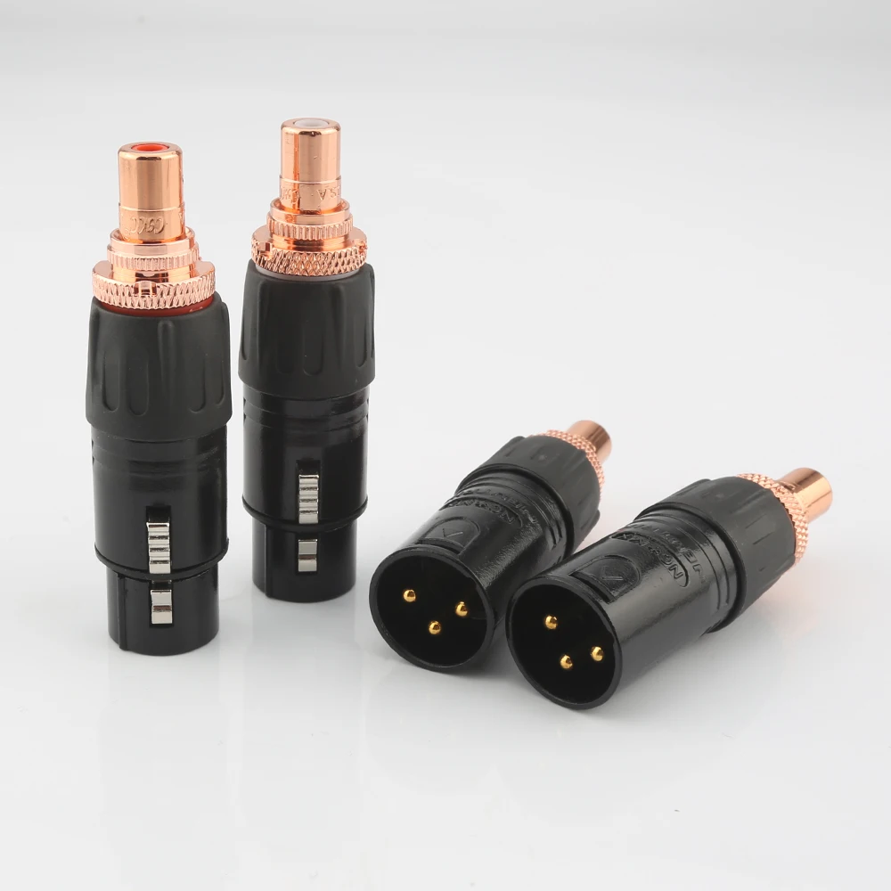 High Quality Neutrik XLR Male Female to RCA Female Socket Adapter plated Red RCA plug for HIFI Audio connector