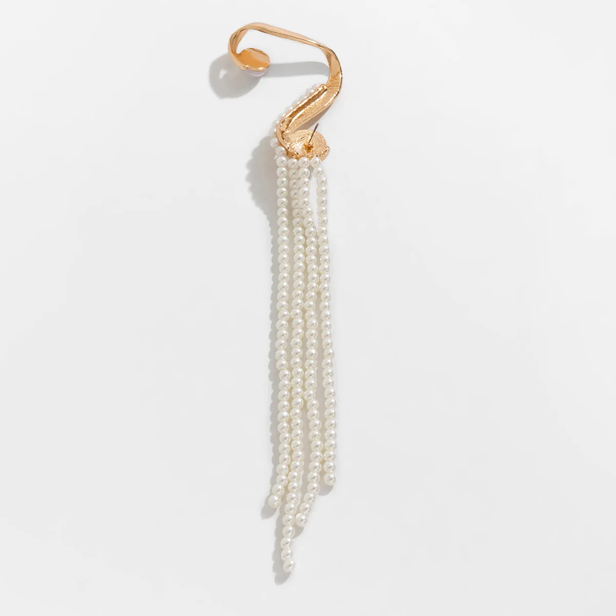 DIEZI One Piece Korean Long Tassel Earrings Girls No ear Piercing Full Pearl Big Clip Earrings For Women Gift Jewelry Ear Cuff