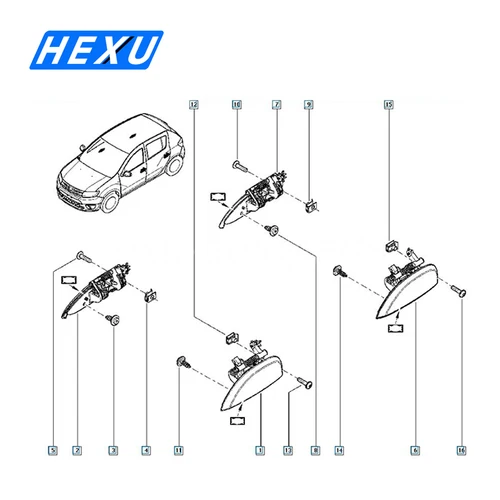 Imagen 2 del producto Manija de puerta exterior derecha izquierda para Renault Logan II Logan II MCV Sandero II Dacia 806070421 R. 806067028 R.