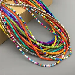 New Boho Women Beads Choker Necklace Colorful String Beaded Necklace women Jewelry Torques Necklace birthday gift party jewelry