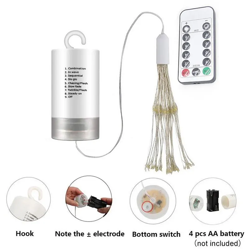 120LED Waterproof Exploding Star Firework Lamp Christmas Fairy Lights Copper Wire Lamp Dandelion String Lights Garden Home Decor