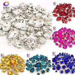 22 Colors 50pcs/pack Mix Size High Grade Crystal Buckle+claw Rhinestone,Silver Base Galss Sew on Stones Diy/Clothing Accessories