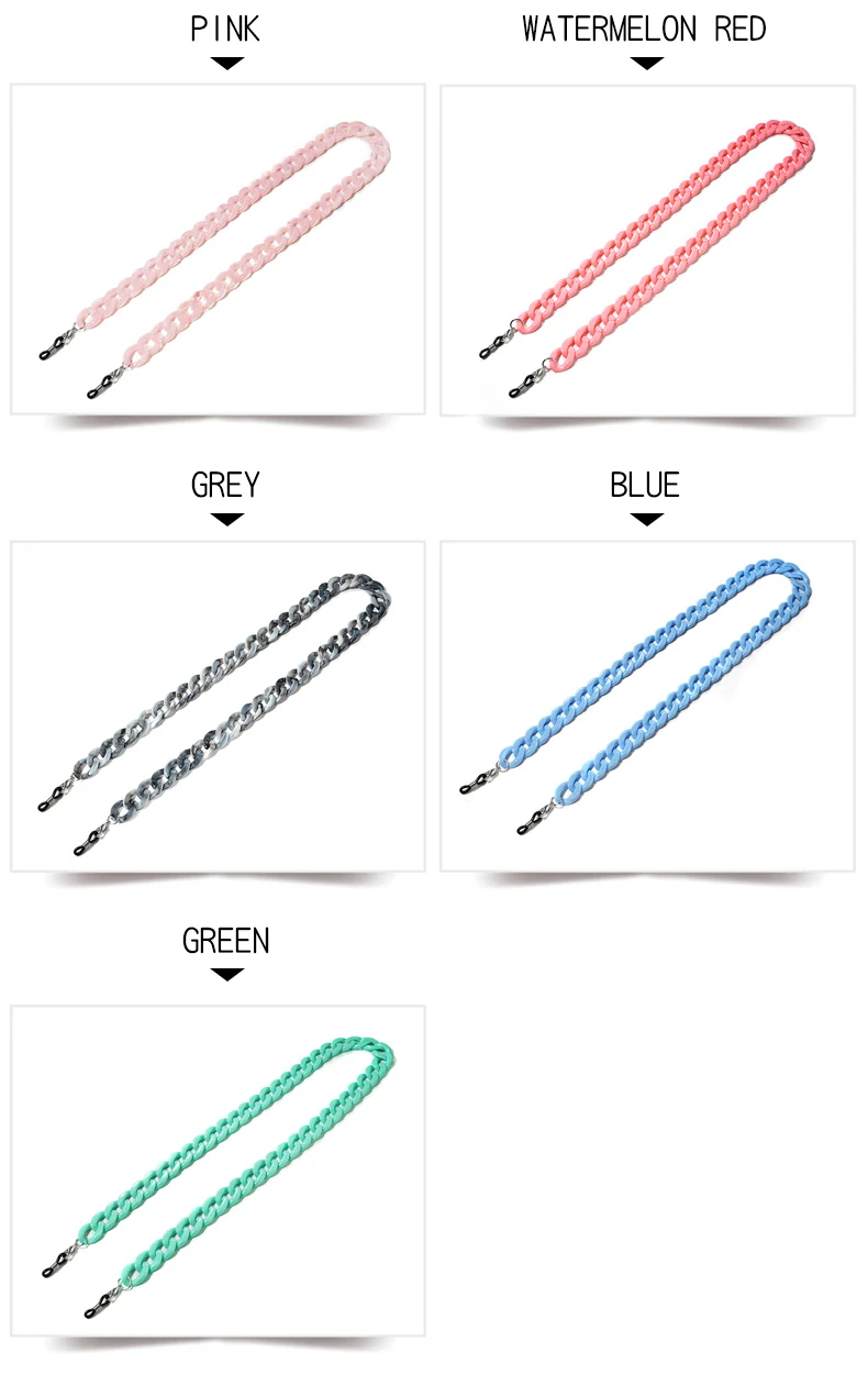 Mode Acryl Brillen Ketten Sonnenbrillen Schnur Anti-Rutsch-Sonnenbrille bänder hängen Ketten am Hals Brillen zubehör – Detail 7