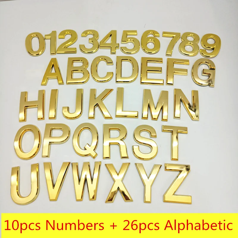 7cm 36Pcs/Pack Modern Golden Plaque House Number House Hotel Door Address Digits Sticker Plastic Plate Sign ABS Plastic