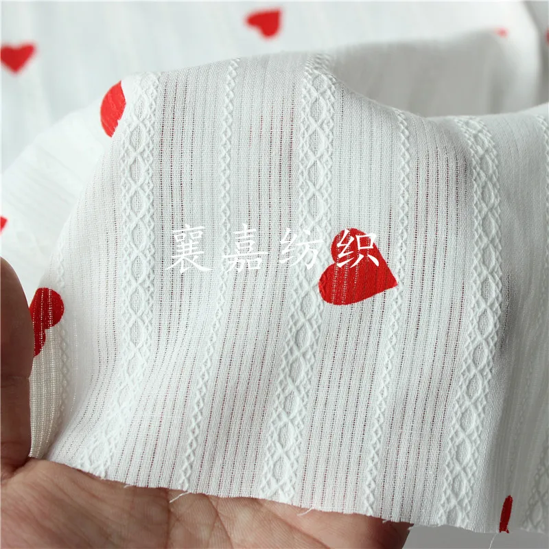 Cotton Crepe Gauze Love Heart Pajamas Fabric Women's Clothing Cloth Apparel Sewing Fabric 100x150cm