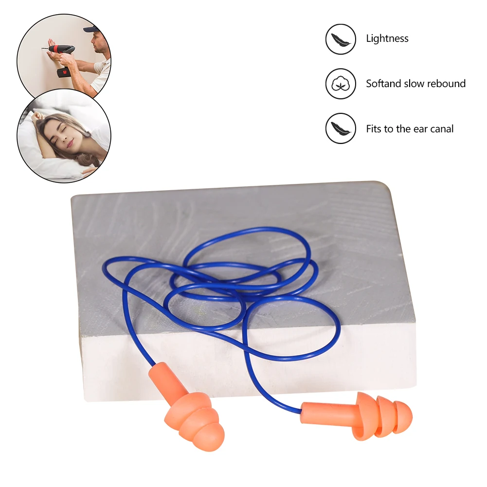 2pcs Travel Soft Anti-Noise Ear Plug Waterproof Swimming Silicone Swim Earplugs For Adult Children Swimmers Diving With Rope