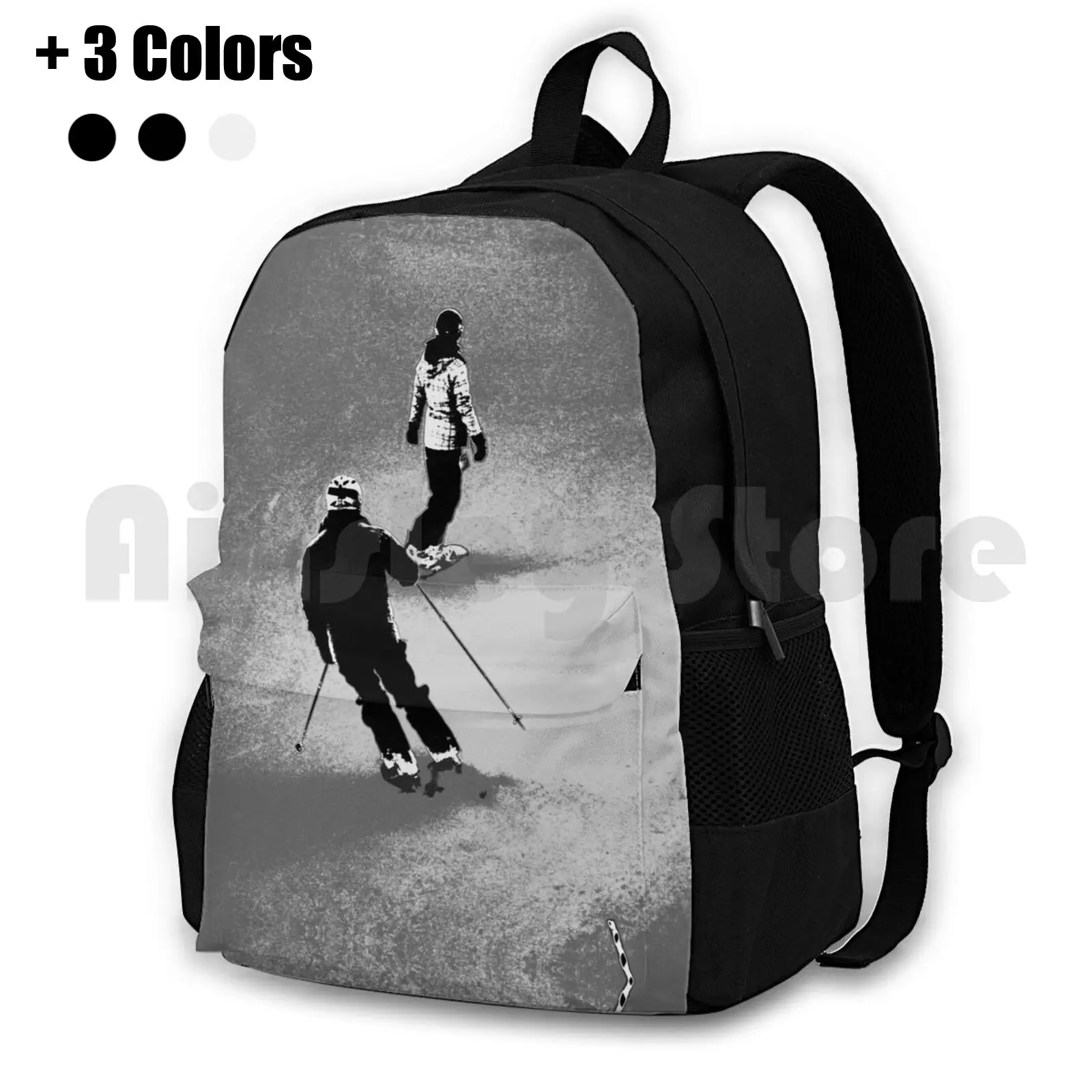 Winter Fun-Skier And Snowboarder Outdoor Hiking Backpack Waterproof Camping Travel Skiing Snowboarding Skier Snowboarder Winter