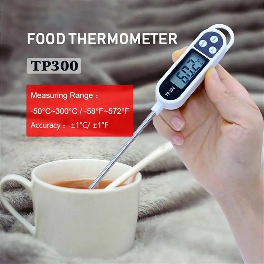 1X Digital Food Thermometer Probe TP300 For Kitchen Meat Water Milk Oil Tea Soup Electronic Oven Temperature Measuring Tool