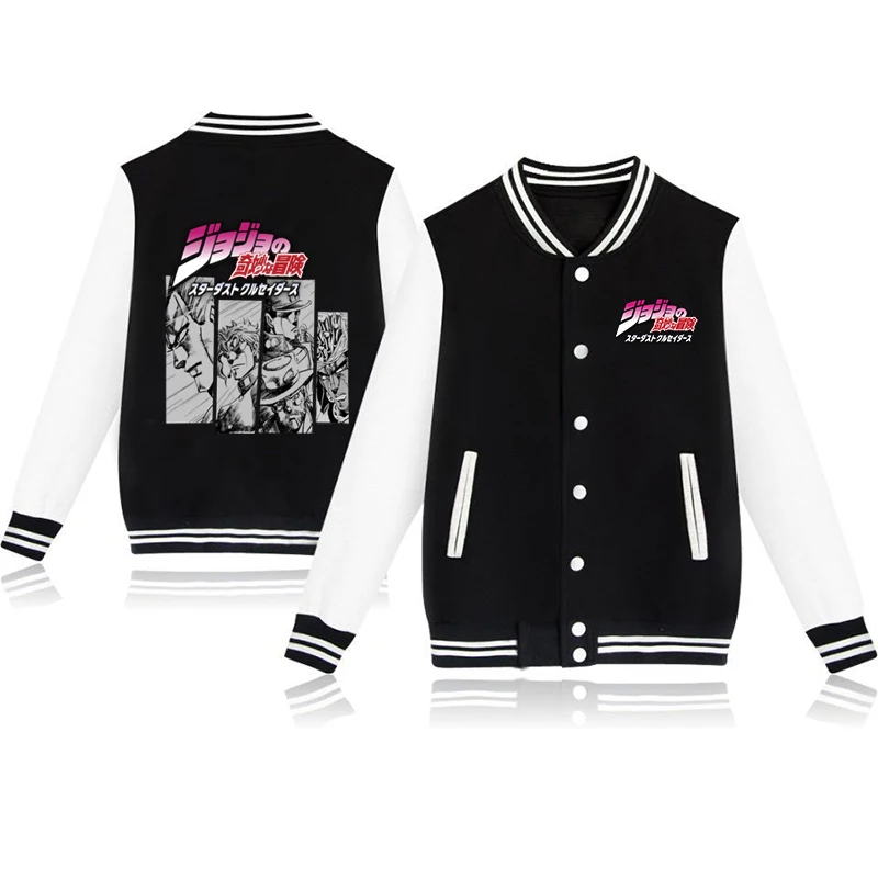 Jojo \'S Bizarre Adventure Baseball Jacket Fashion Tops Casual Jacket Hip Hop Sweatshirt Women Hoodie Harajuku Bomber Jackets