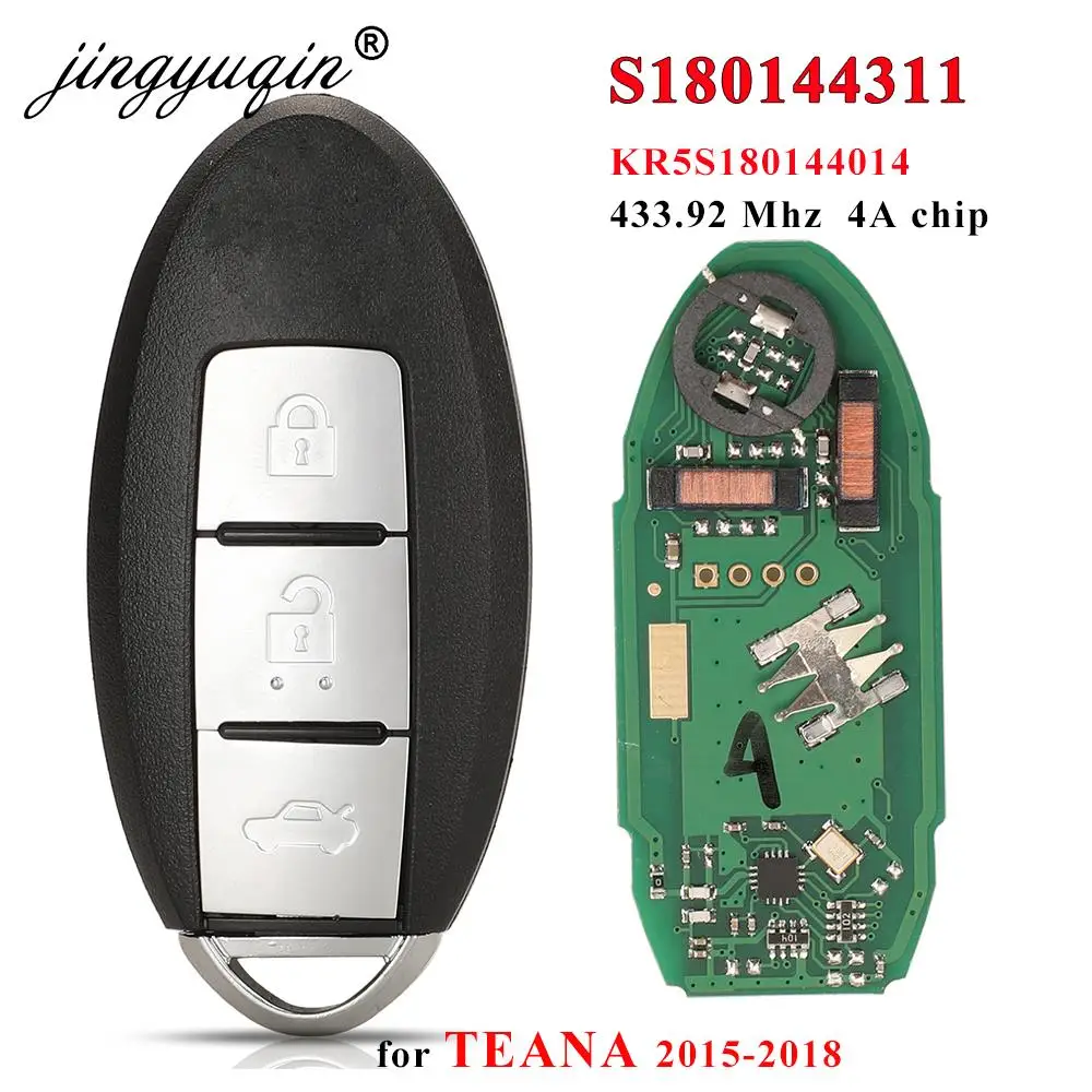 

jingyuqin S180144311 Smart Remote Car Key 433.92Mhz 4A For Nissan Teana 2016 PCF7953M HITAG AES Chip 3 Buttons Keyless