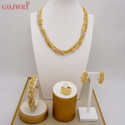 Fashion Charms Ball Sets Gold Color Small Beads Dubai Necklace Earrings for Women Girls Ethioipian Jewelry African Indian Gift