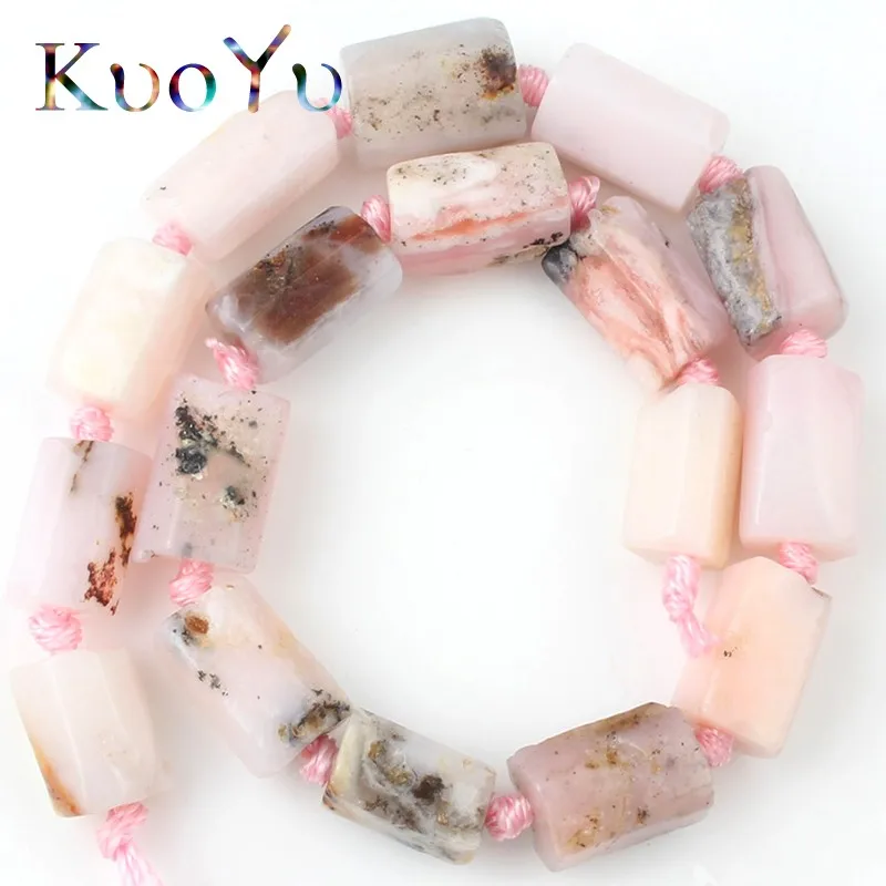 Natural Stone Pink Opal Stone Bead Cylinder Shape Spacer Beads For Jewelry Making DIY Earings Bracelets Accessories 8x11mm