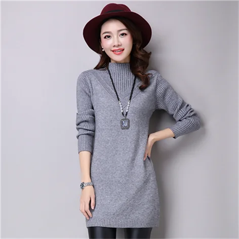 Half High Collar Sweater Dress Women Elegant Long Sleeve Solid Casual Slim Long Sleeve Knitted Elegant Bottoming Dress NS4789