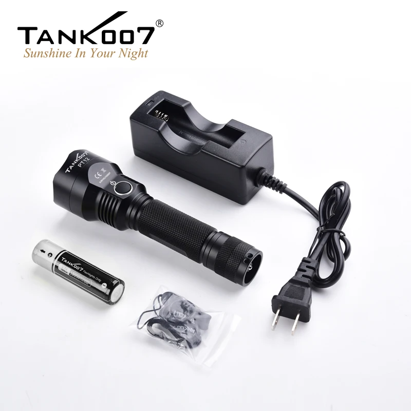 TANK007 PT12 Outdoor Tactical Police High Power LED USA Flashlight 800 lumens Light Type-C USB Charging Camping Fishing