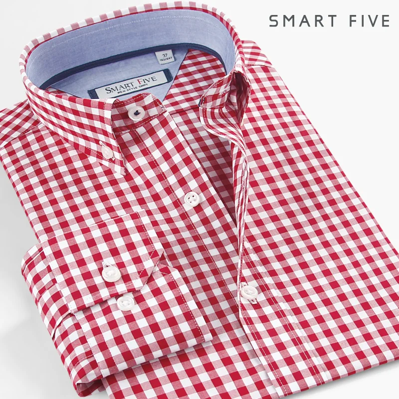 Smart Shirt Men imported Fashion Chemise Homme Plaid Casual Shirts Slim Fit Long Sleeve Camisa Masculina 100% Cotton