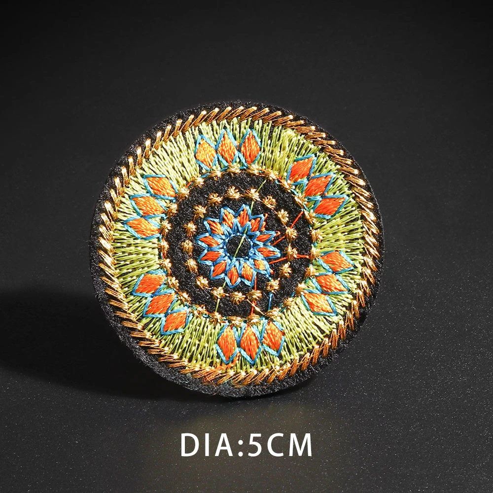 Ethnic style round embroidery patches Flower tube colourful Bags dresses pants decoration Badge Chinese style Accessories