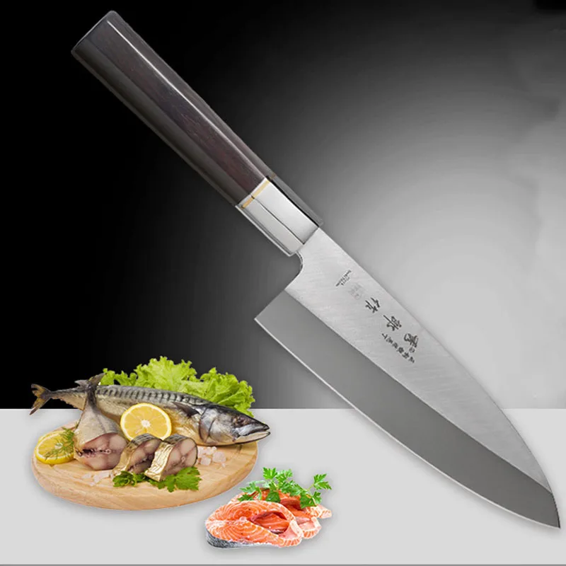 Liangfengzuo dwa rozmiary nóż Gyuto Japanense 9Cr18MoV Deba nóż do filetowania ze stali nierdzewnej głowa ryby noże kuchenne hebanowy uchwyt