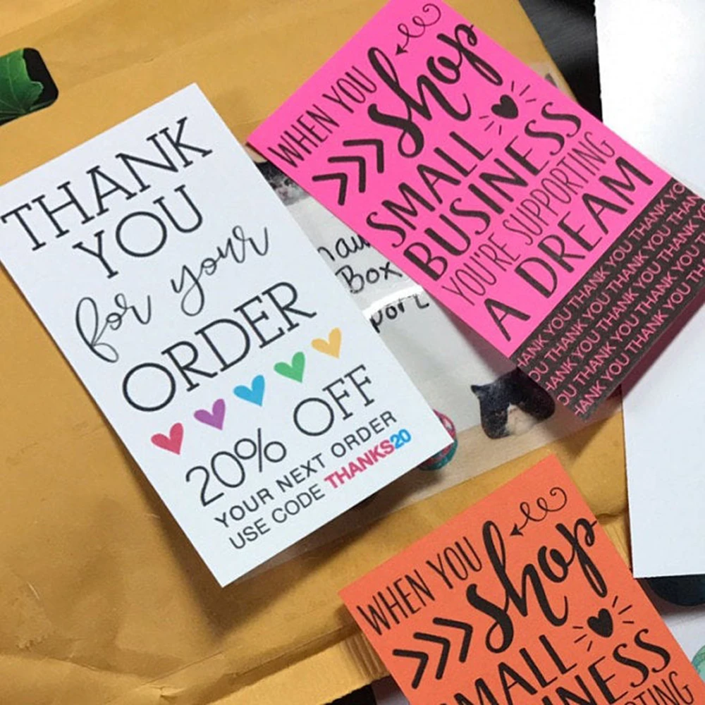 Personalised Thank You For Your Order Business Card Makers Thank You For Your Order with custom Social Media OR Coupon Code