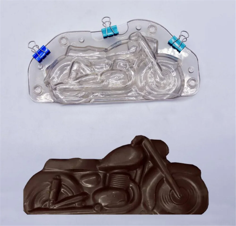 New 30pcs/lot 3D Plastic Motorcycle Chocolate Mold DIY Handmade Cake Molds Polycarbonate Autobike Chocolate Baking Tool