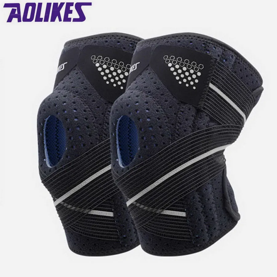 2Pcs Sport Knee Pads Cycling Knee Brace Compression Orthosis Springs Support Knee Protector Gym mtb Arthritis Work Knee Guard