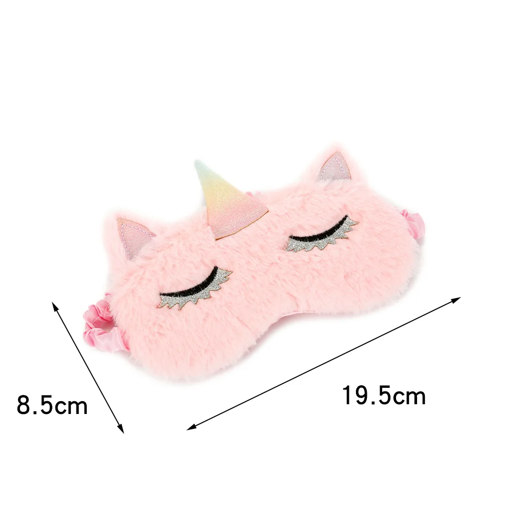 1 pz Unicorn Eye Mask Cute Rabbit fur Cartoon Sleeping Mask peluche Blindfold Eye Shade Cover Eyeshade For Travel Home Party Gifts