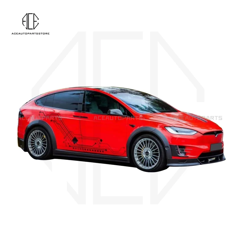 For Tesla Model X Accessories Retrofit Wide Body Parts Carbon Fiber Car Front Rear Diffuse Lip Chin Spoiler Wing lb style