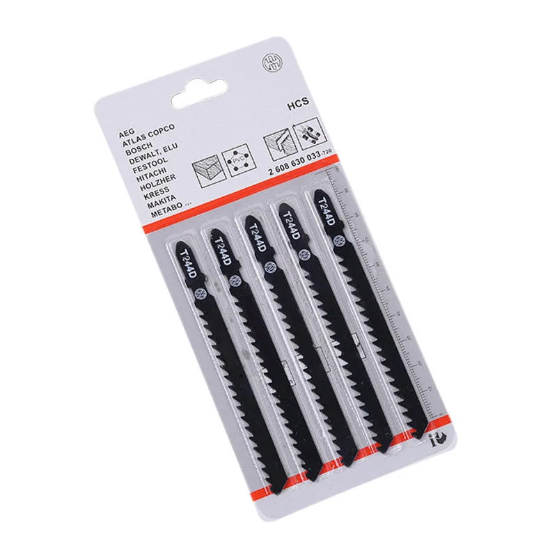 5 pz/set HCS 6T Lame per seghetto alternativo T244D/T344D per taglio rapido Taglio dritto 4 mm Lunghezza denti Lame per seghetto alternativo 100*1.2mm Lama per sega