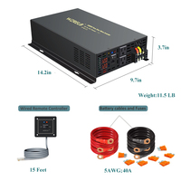 Wired Control Pure Sine Wave Inverter Power 3000W 24V 220V Solar Panel Inverter Battery 12V/36V/48V DC to 120V/240V AC Converter