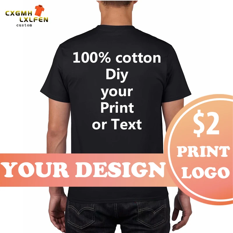 NO LOGO Price Cotton T-shirt Short Sleeve Solid Color O-neck T-shirt Tops Tee Customized Print Your  Design Printed Unisex 180g