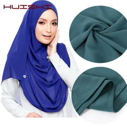 Huishi chiffon cachecol feminino bolha chiffon sólida muçulmano cabeça cachecol senhora xale e envoltório feminino foulard hijab stoles elegante modesto