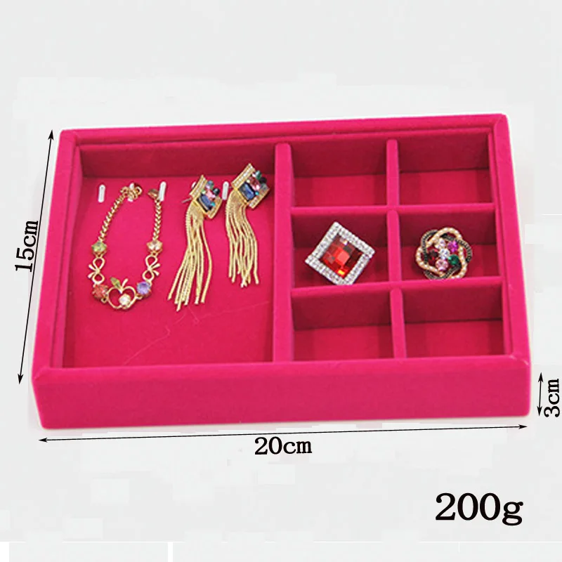 Organizer Soft RoseRed Velvet Handmade DIY Jewelry Box 9 Options Drawer Storage Jewellery Earring Necklace Pendant Bracelet Tray