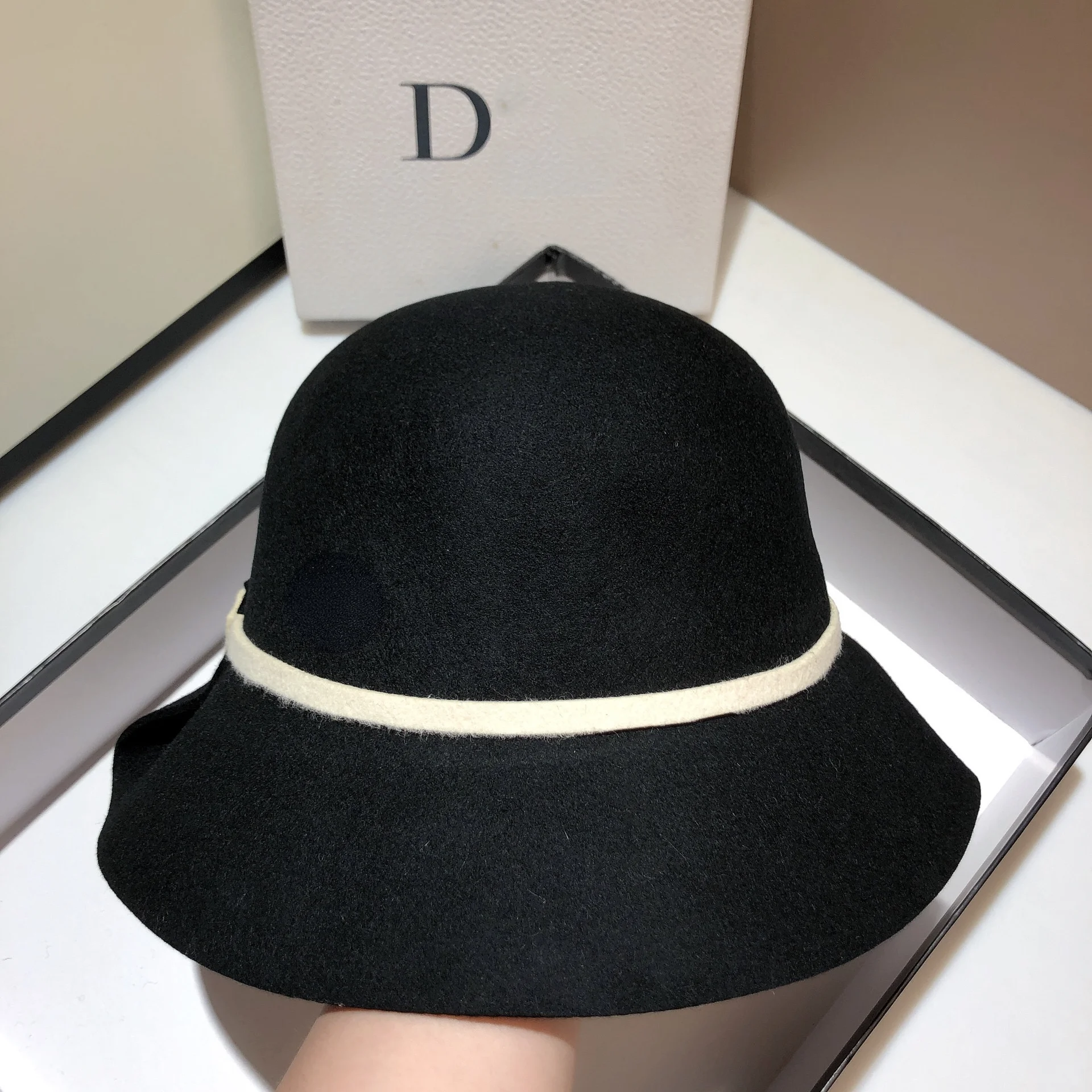 100% Australian double sided pure wool basin hat star Sun Li same style top hat fashion bow after fork fisherman hat