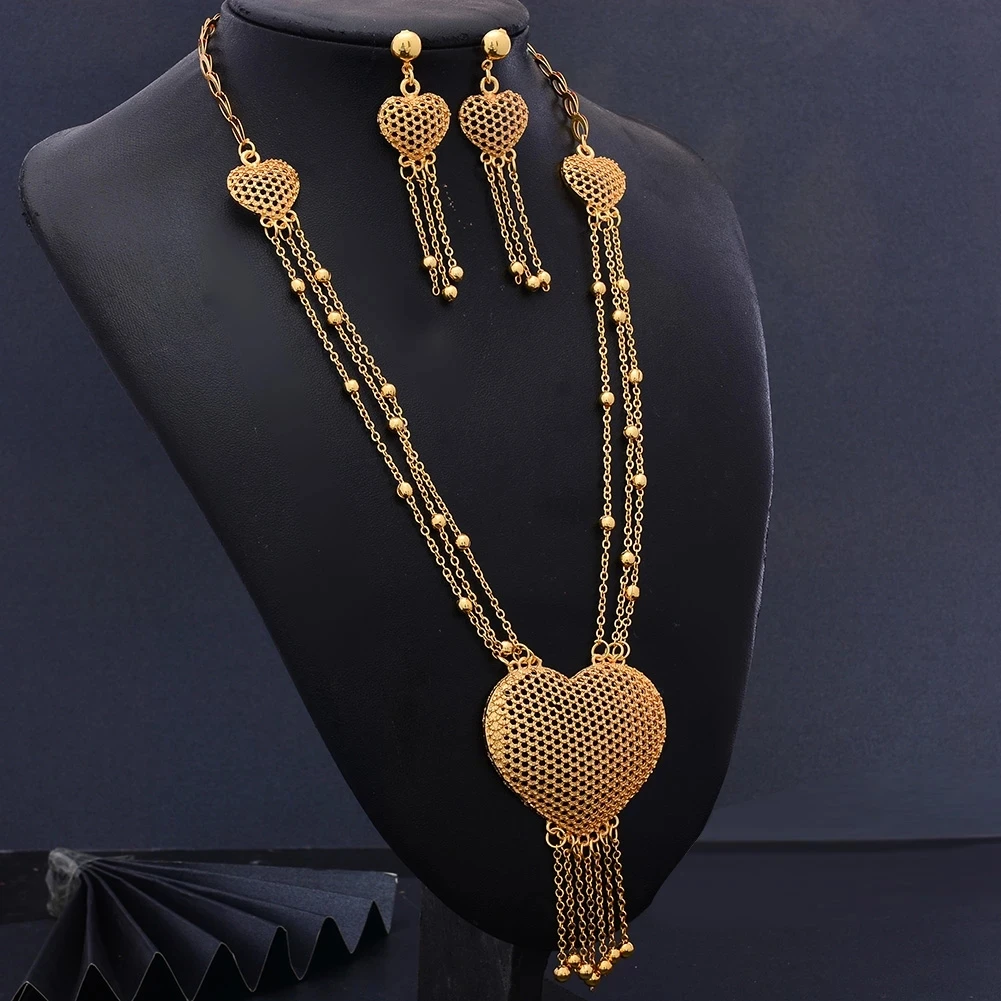 Indian Chokers Wedding Chain Jewelry Sets Gold Color Earrings For Women African/Dubai/Arab Wedding/Party Wife Gifts