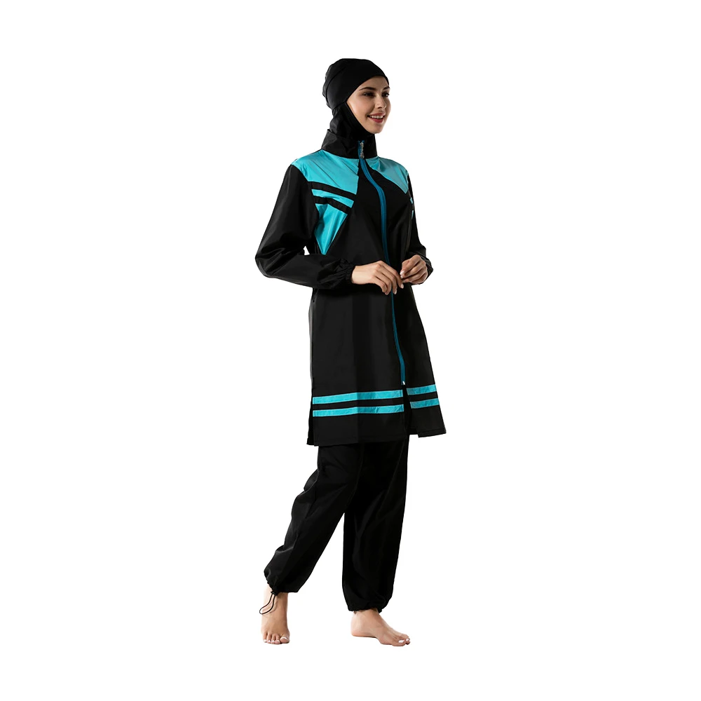 YONGSEN Summer Muslim Swimsuit Islamic Conservative Burkinis Beachwear Hijab ladies Swimwear Trousers Hooded Temperament Elegant