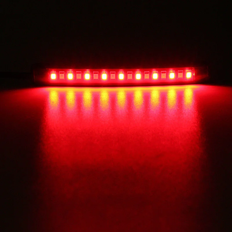 Universal Flexible 17 LED Motorcycle DRL Brake Light Turn Signal Light Strip Number License Plate Light Flashing Tail Stop Light