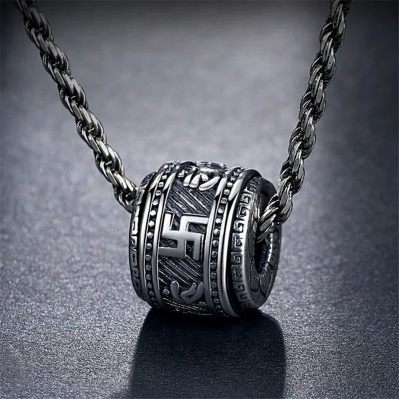 Trensy Silver 925 Chain Necklace For Men Jewelry Ethnic Buddhism Sutra Pendant Necklace Male Choker Accessories On Neck Gift