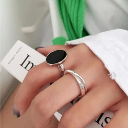 VENTFILLE Minimalist 925 Sterling Silver Rings for Women Couples Fashion Creative Cross Geometric Handmade Party Jewelry Gifts