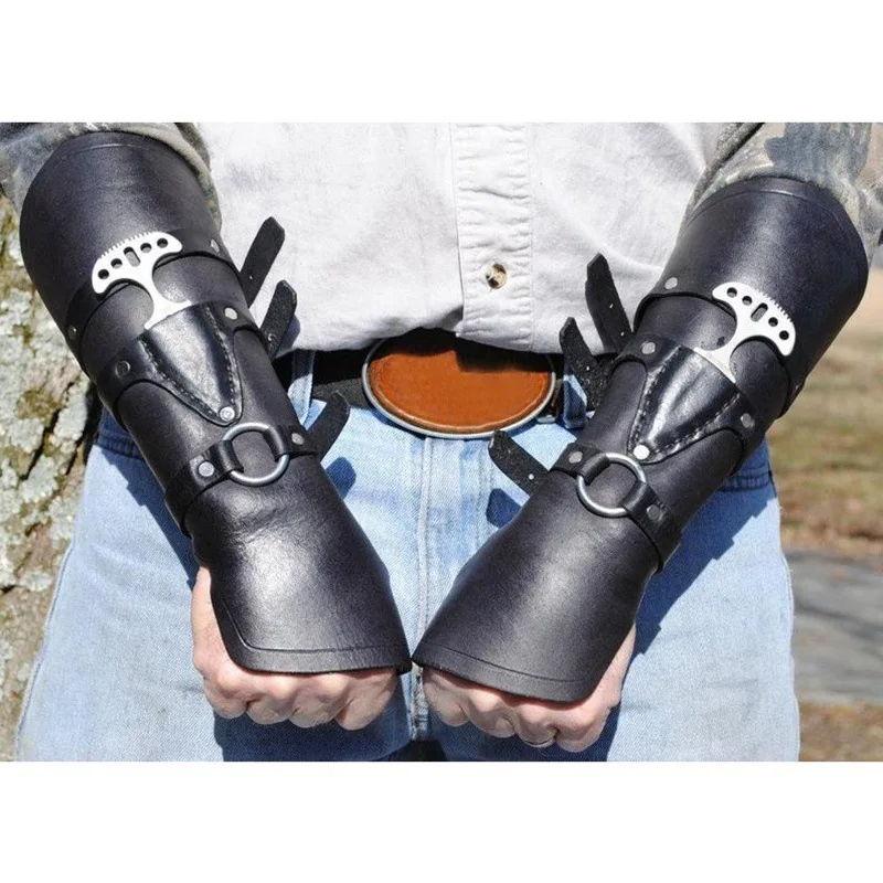 2 Cái Phong Cách Khoa Học Viễn Tưởng Nam Thời Trung Cổ Cosplay Da PU Bracers Giáp Cổ Tay Có Thể Điều Chỉnh Viking Cướp Biển Halloween Trang Phục Phụ Kiện