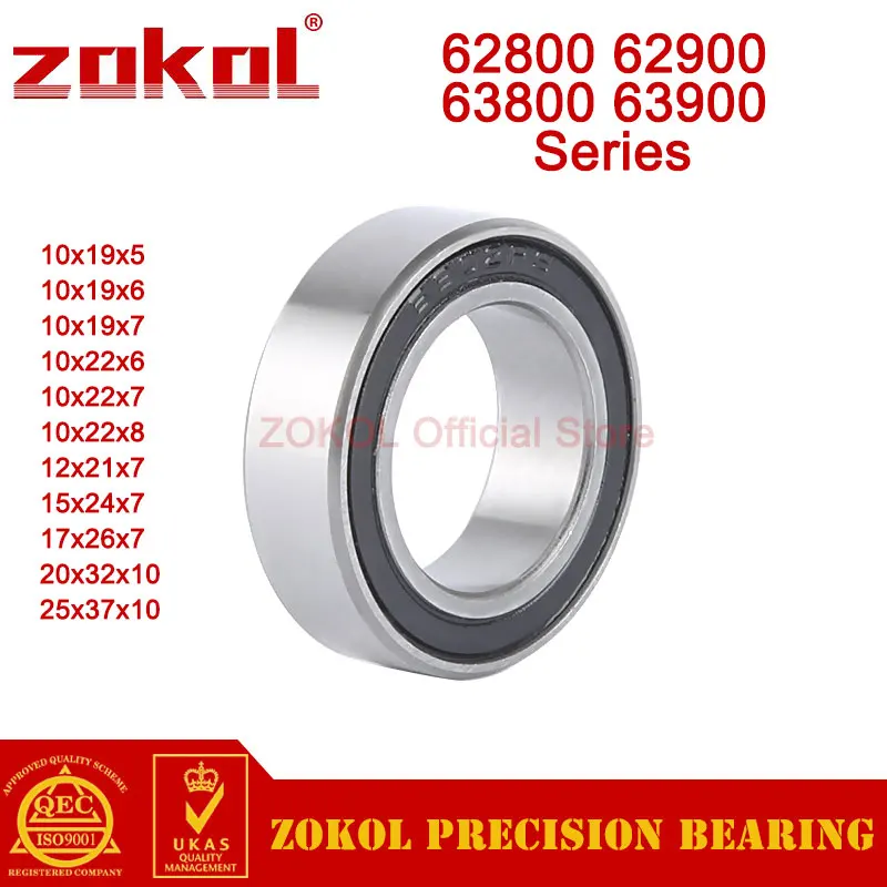 ZOKOL 62800 63800 63801 63802 63803 63804 63805 62900 63900 ZZ 2RS Widened Deep Groove Ball Bearing Embroidery Machine