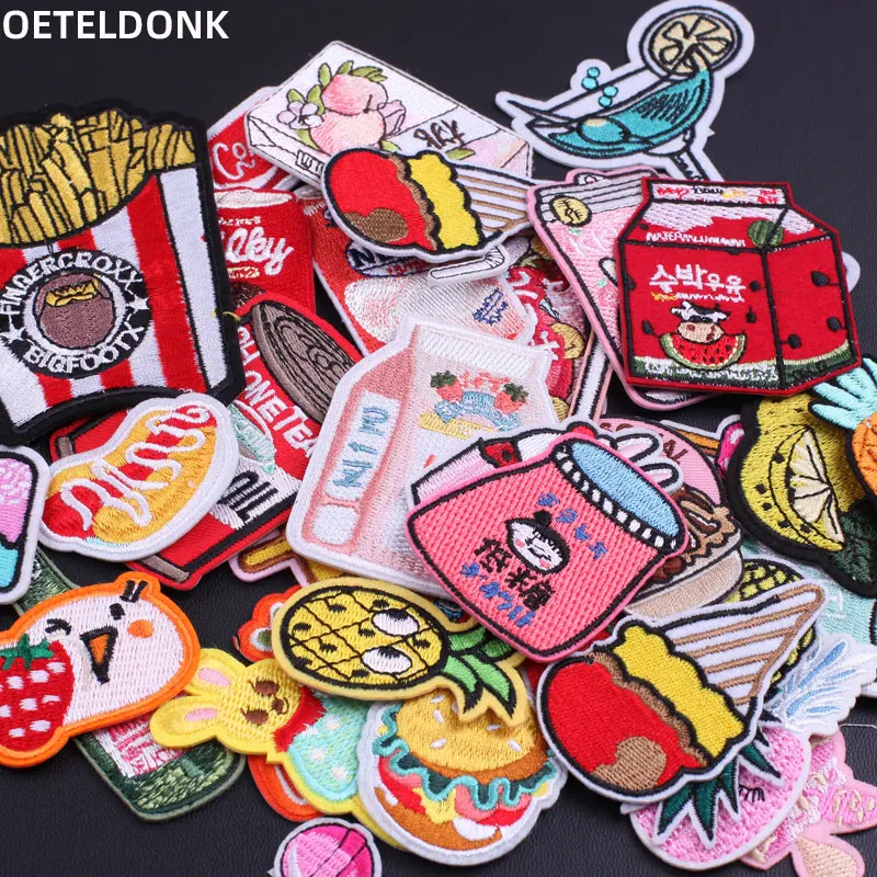 Clothing Thermoadhesive Patches Iron on Candy Hamburger Patches on Clothes Badges Diy Sewing Embroidered Custom Patch Stickers