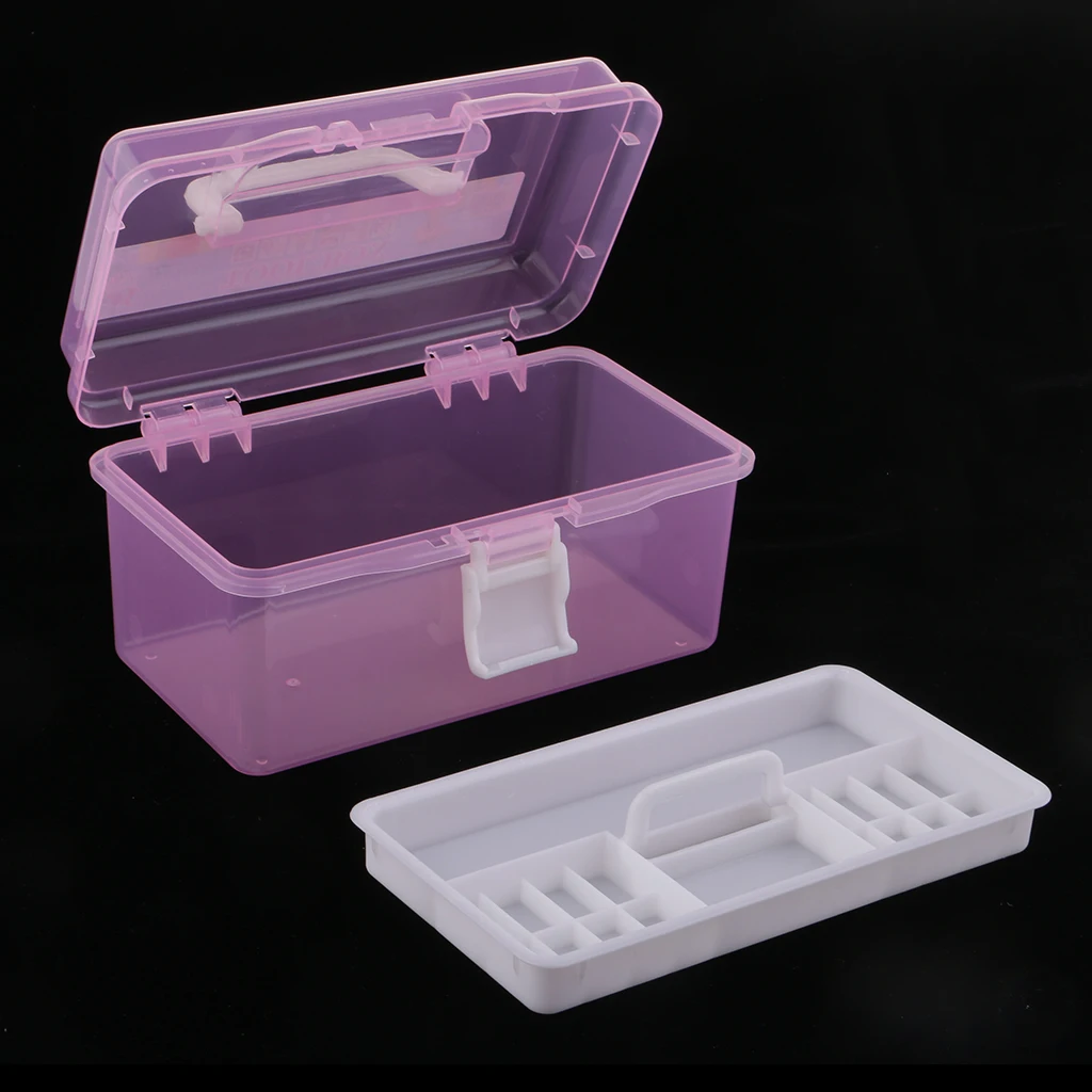 2 Layer Plastic Sewing Jewelry Painting Tools Box Storage Box Organizer Pink/Blue Jewelry Tools Accessories